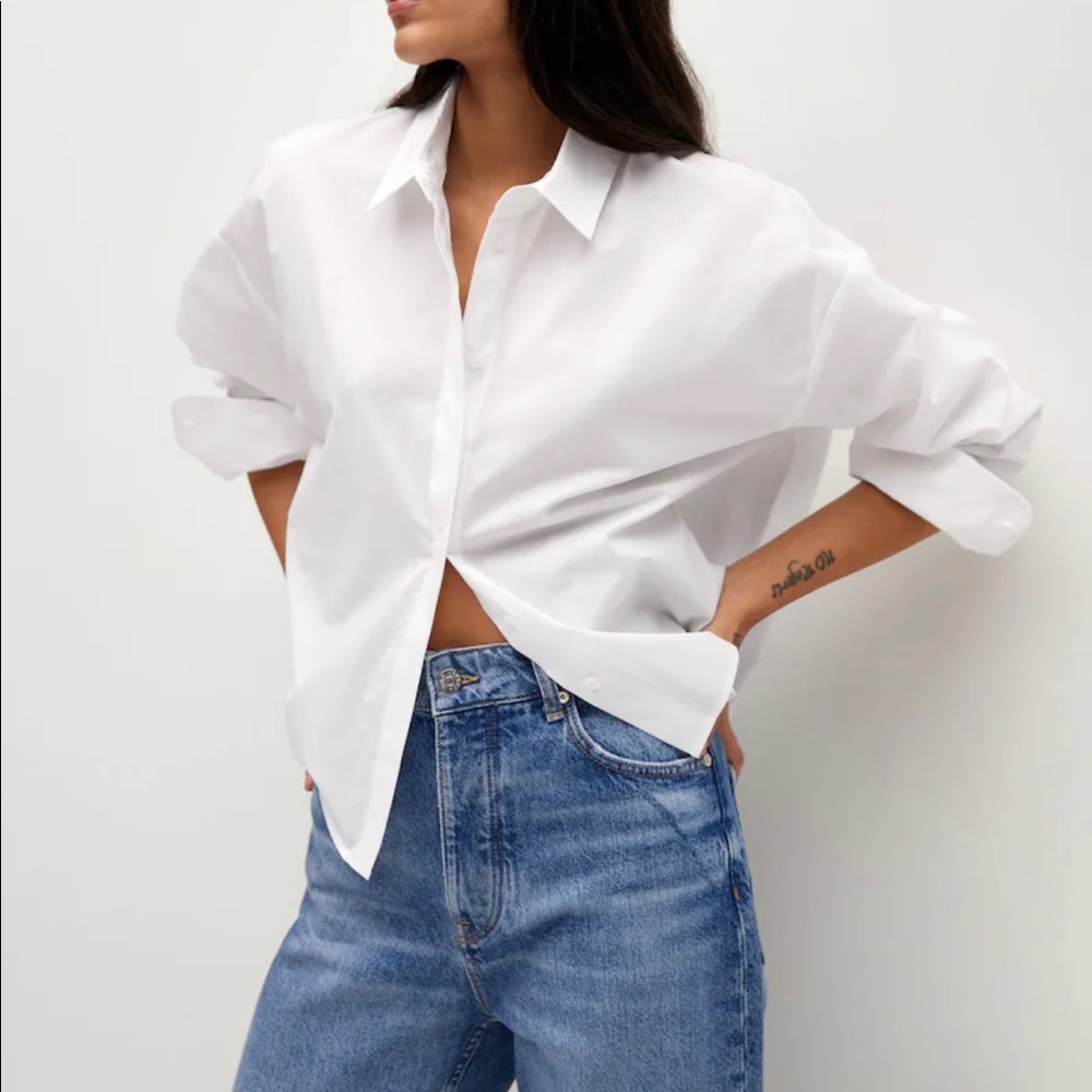 Mango White Button Up Shirt